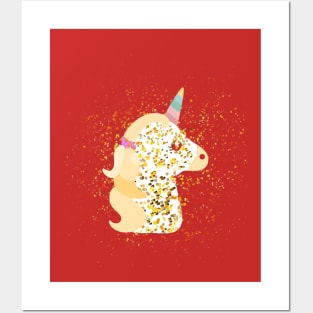 Cute Glitter Unicorn Posters and Art